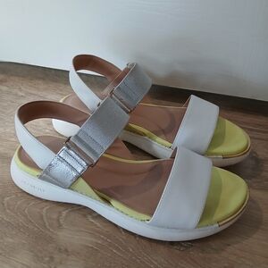 Cole Haan Women’s Grand Ambition Carmel Sandals Size 7.5 Silver White Lime Green
